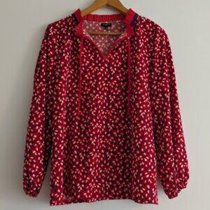 Talbots Red, White, and Blue Floral Blouse Size 1X